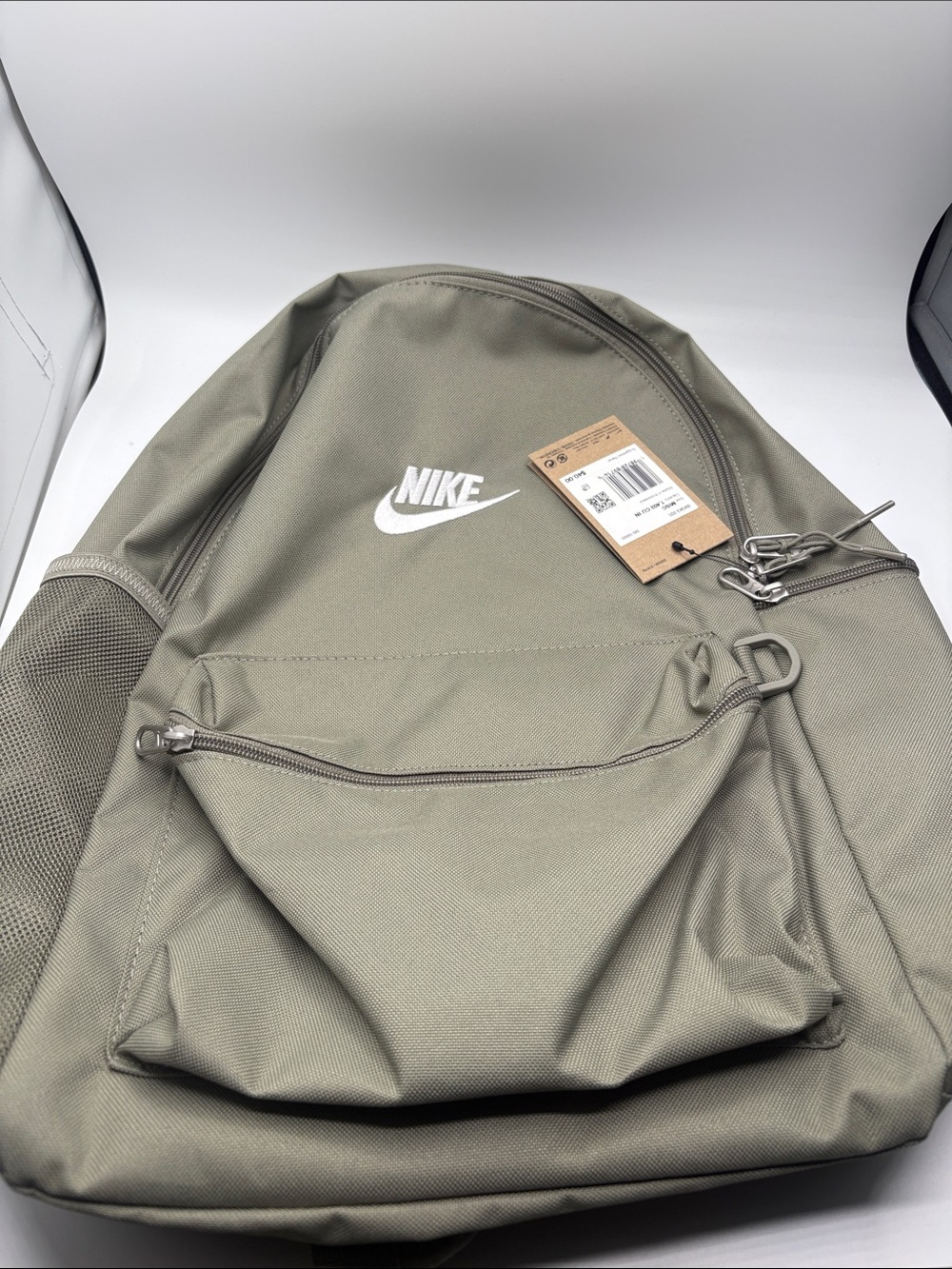 Nike Olive Green Men's Backpack with White Logo